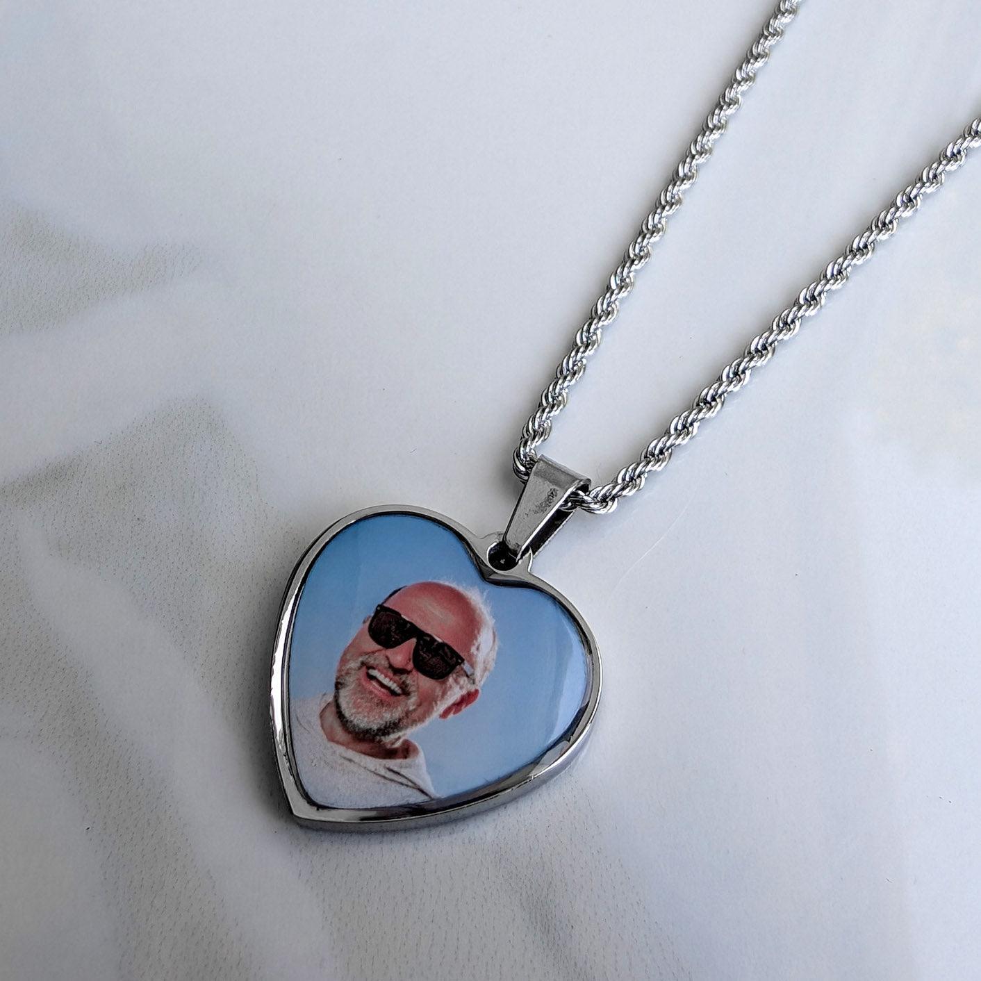 Custom Engravable Heart Photo Necklace - Guardian Angel Collection