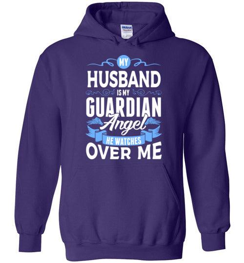 My Husband Watches Over Me Hoodie (Front) - Guardian Angel Collection