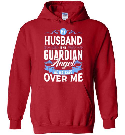 My Husband Watches Over Me Hoodie (Front) - Guardian Angel Collection