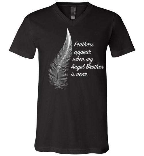 Feathers Appear When My Angel Brother Is Near Unisex V-Neck - Guardian Angel Collection