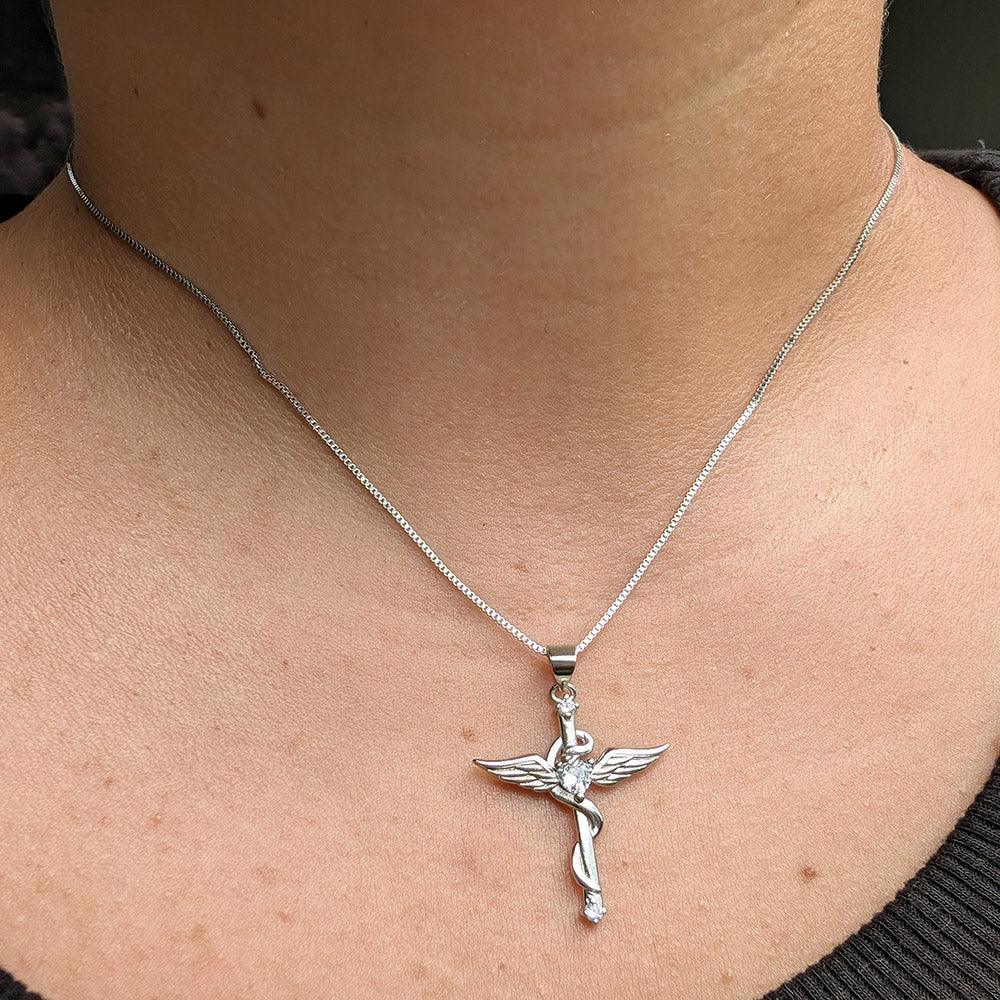 Angel Wing Cross Necklace - Guardian Angel Collection