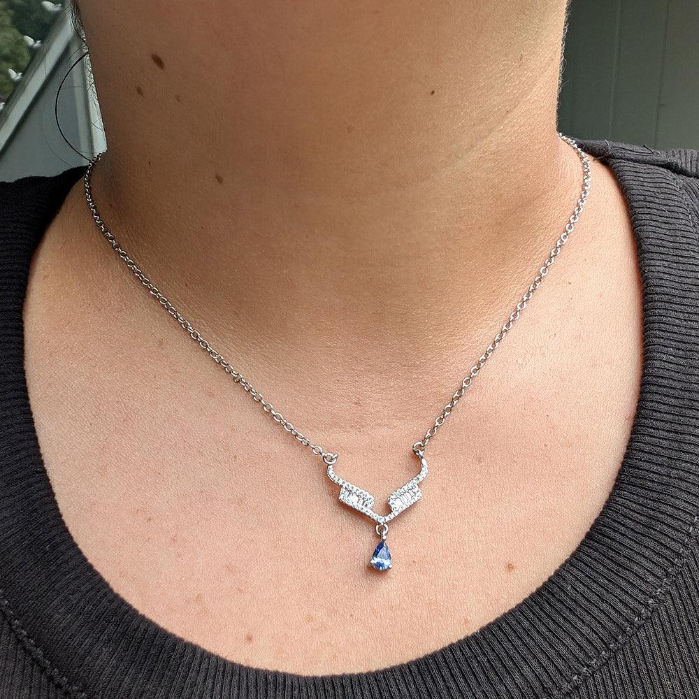 Crystallized Angel Wings With A Drop Crystal - Guardian Angel Collection