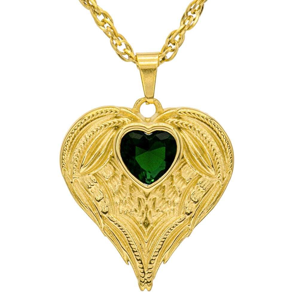 Always In My Heart Stainless Steel Birthstone Necklace - Guardian Angel Collection