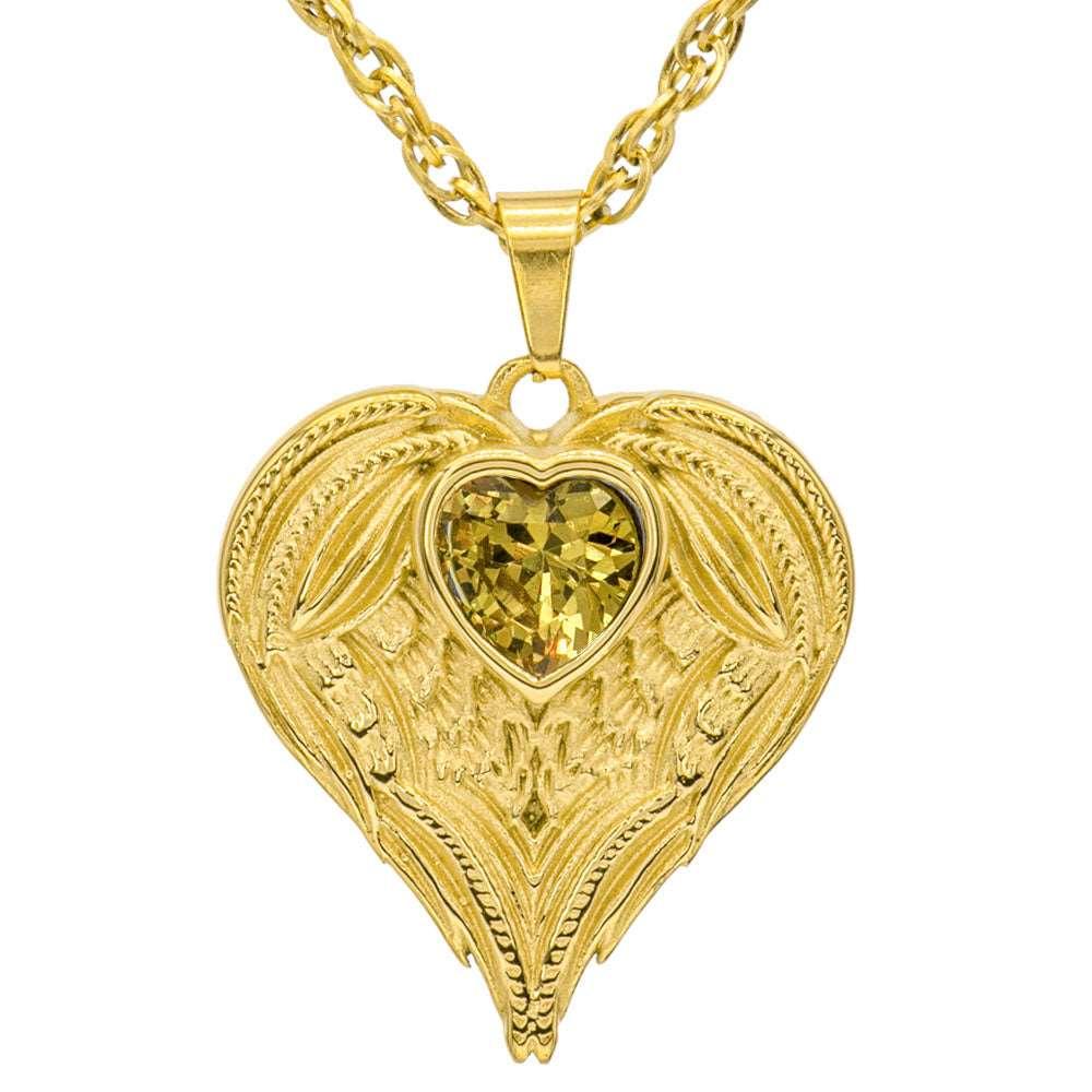 Always In My Heart Stainless Steel Birthstone Necklace - Guardian Angel Collection