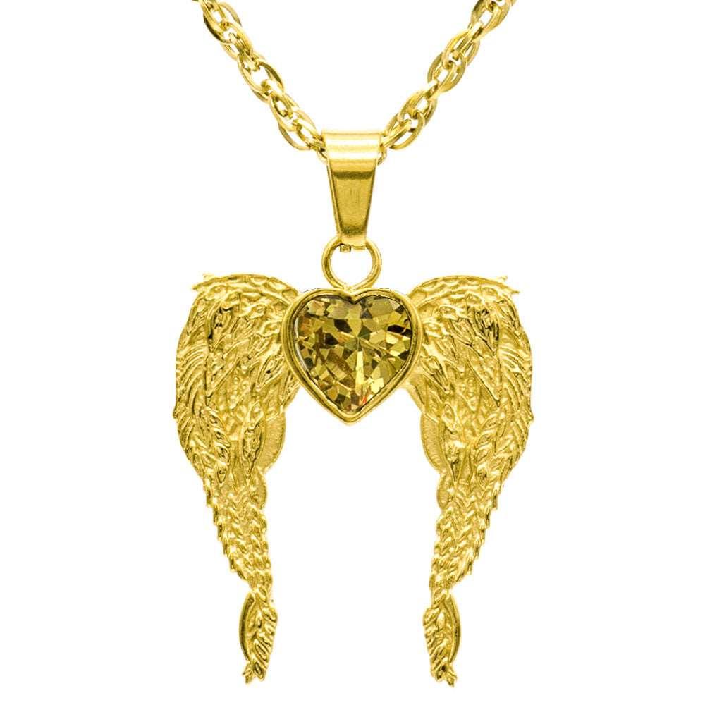 A Big Piece Of My Heart Lives In Heaven Stainless Steel Necklace - Guardian Angel Collection