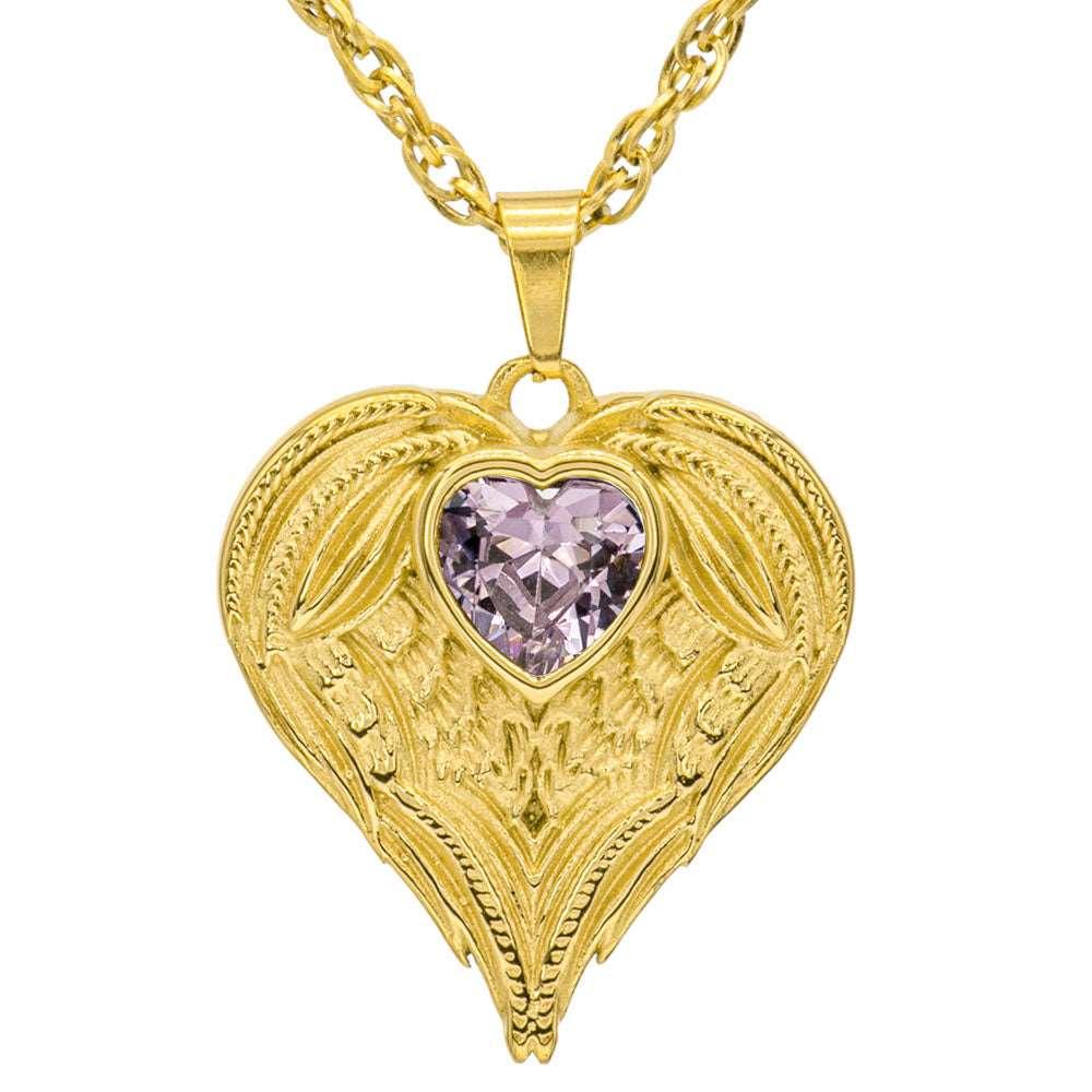 Always In My Heart Stainless Steel Birthstone Necklace - Guardian Angel Collection