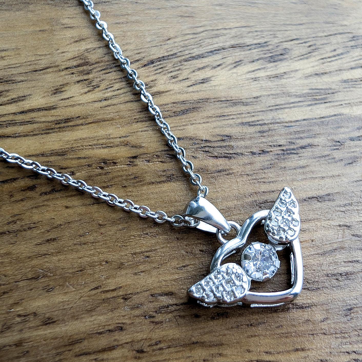 Crystal Wings Heart Necklace