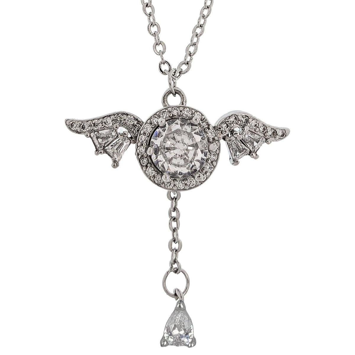 Crystal Moving Wings With A Hanging Crystal Necklace