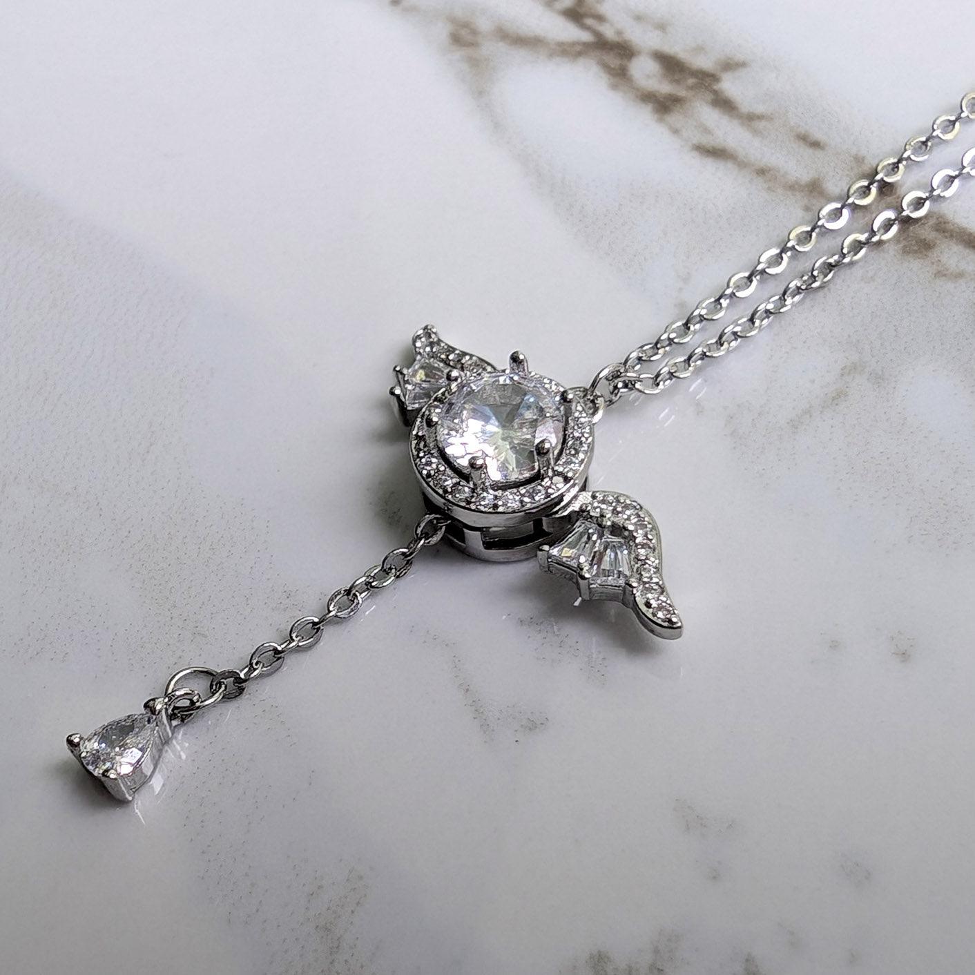 Crystal Moving Wings With A Hanging Crystal Necklace - Guardian Angel Collection