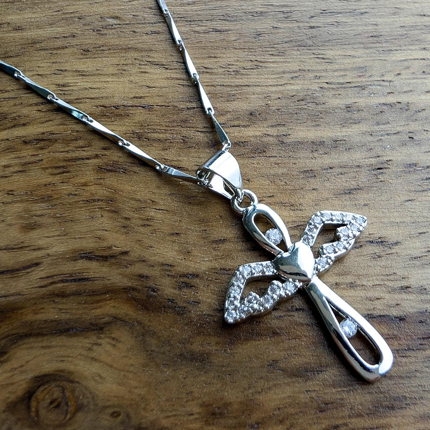 Cross With Crystal Wings Necklace