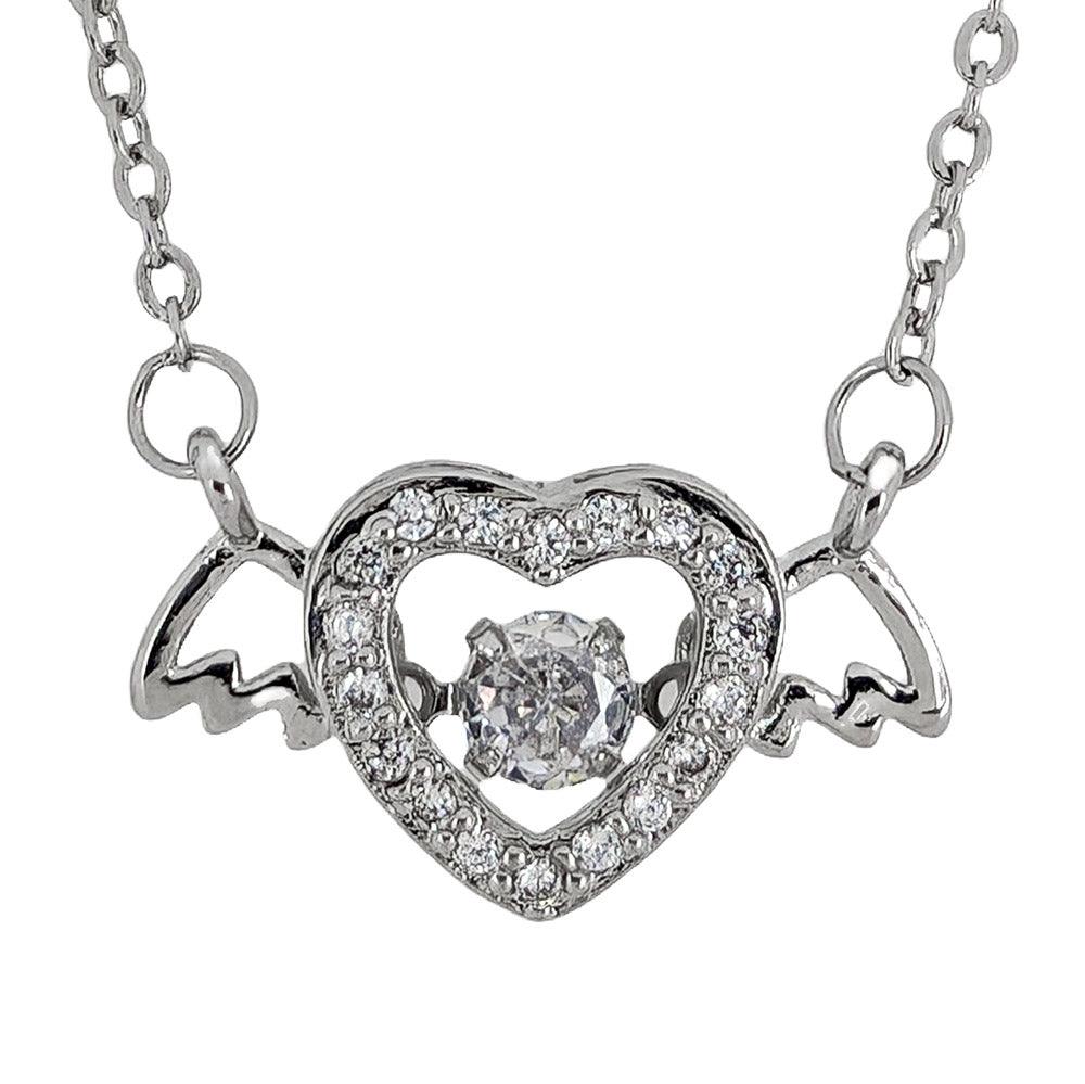 Crystallized Heart With Wings Necklace - Guardian Angel Collection