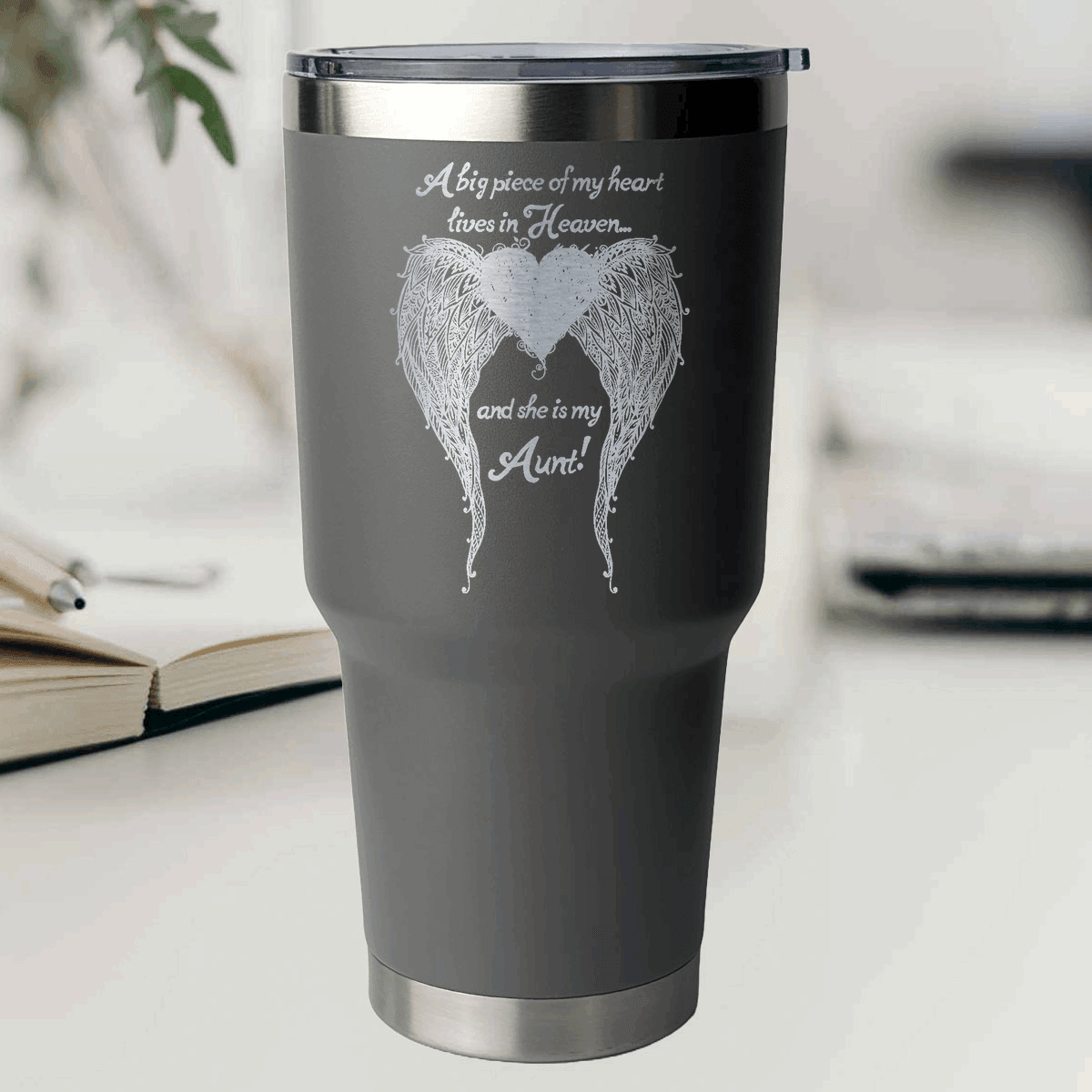 Aunt - A Big Piece of my Heart 30 Ounce Laser Etched Tumbler - Guardian Angel Collection