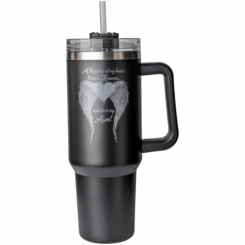 Aunt - A Big Piece of my Heart 40 Ounce Laser Etched Tumbler - Guardian Angel Collection