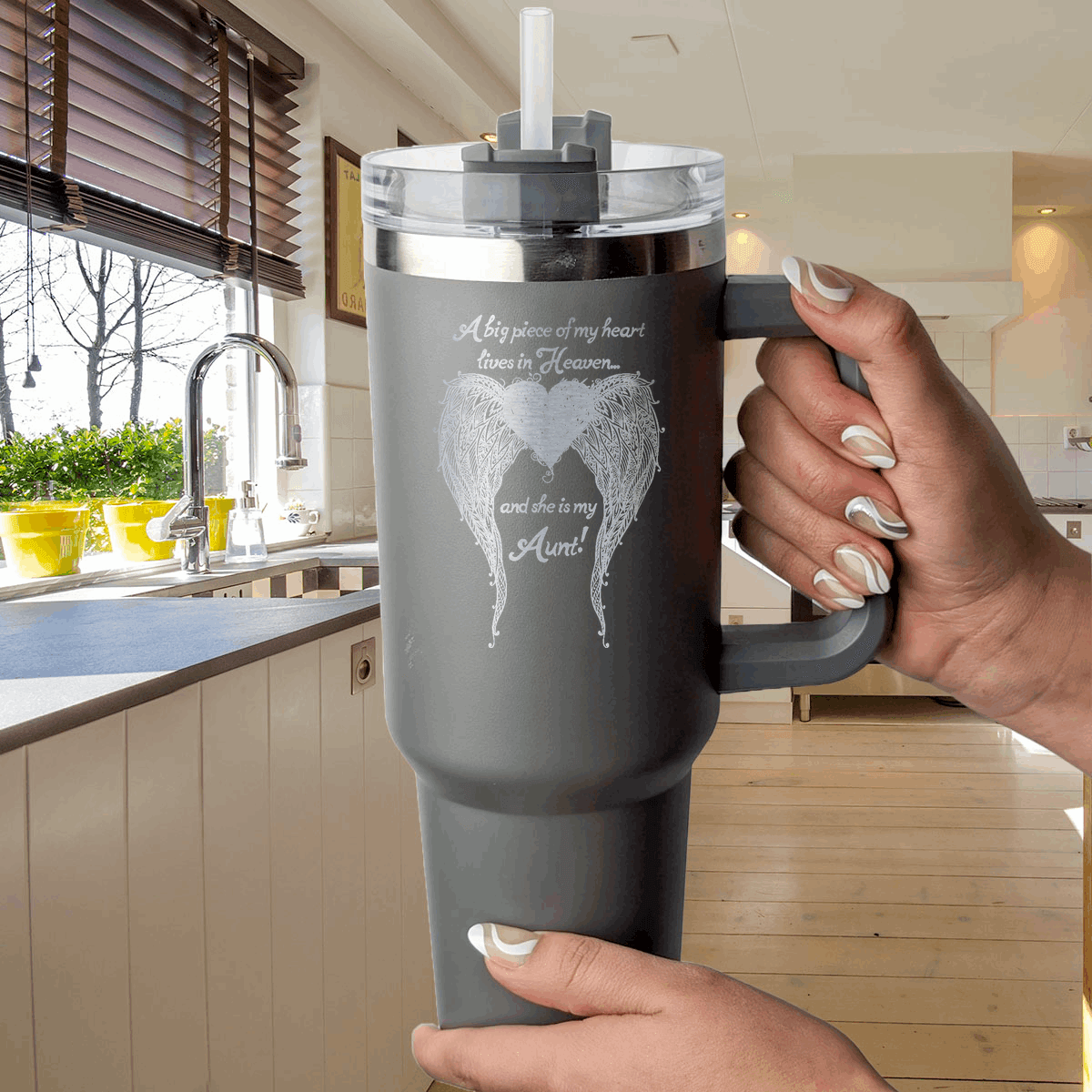 Aunt - A Big Piece of my Heart 40 Ounce Laser Etched Tumbler - Guardian Angel Collection