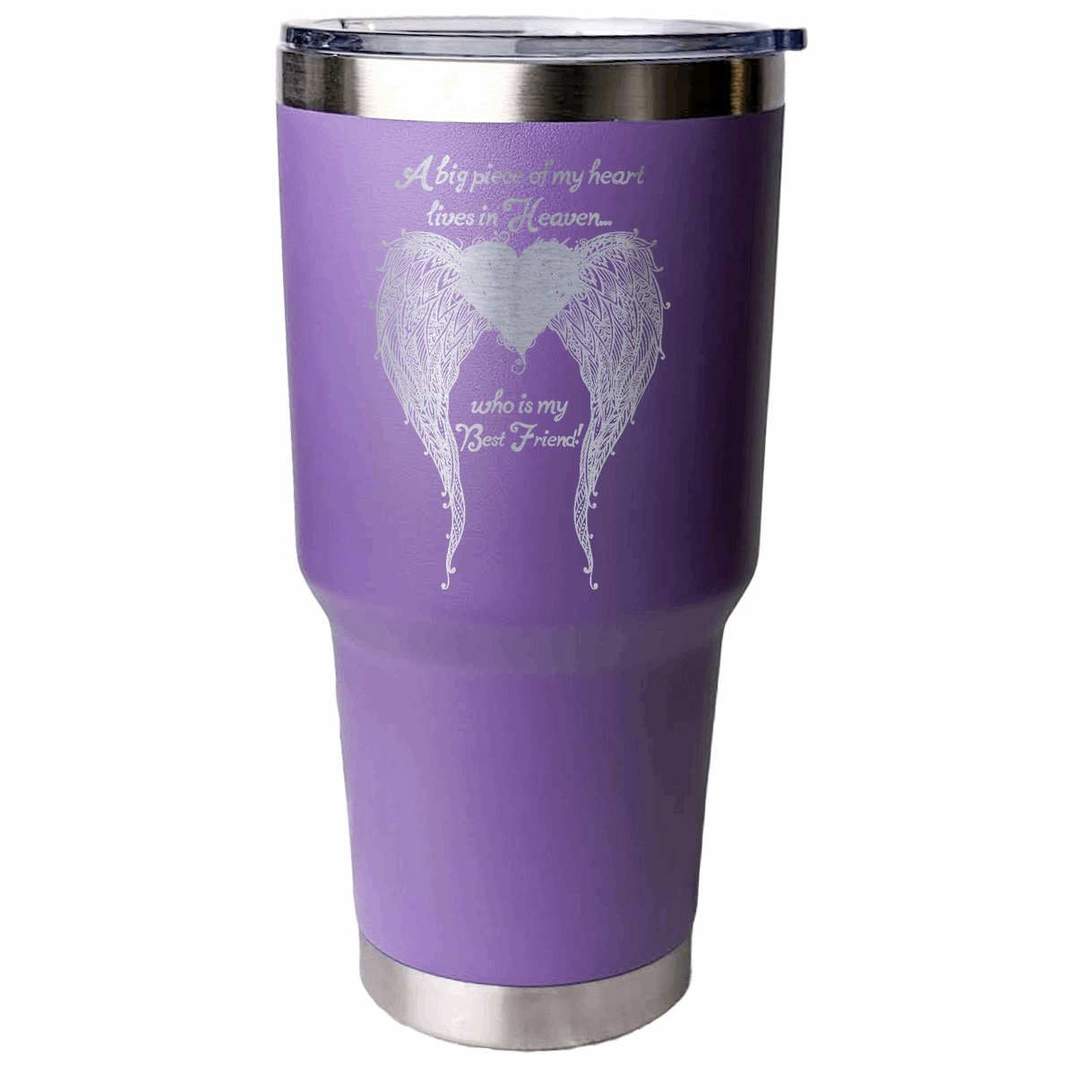 Best Friend  - A Big Piece of my Heart 30 Ounce Laser Etched Tumbler Purple