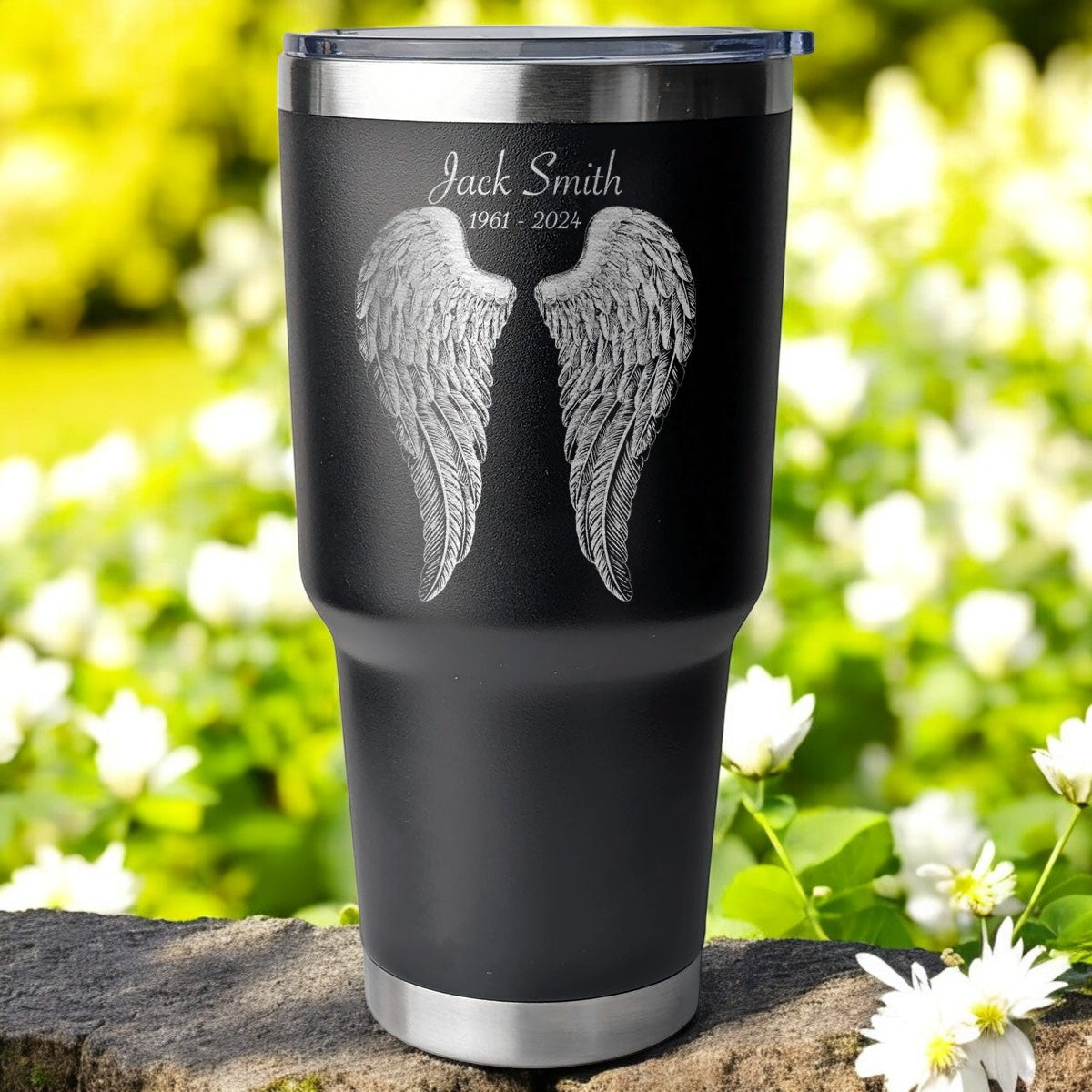 Wings of Remembrance 30 Ounce Personalized Laser Etched Tumbler