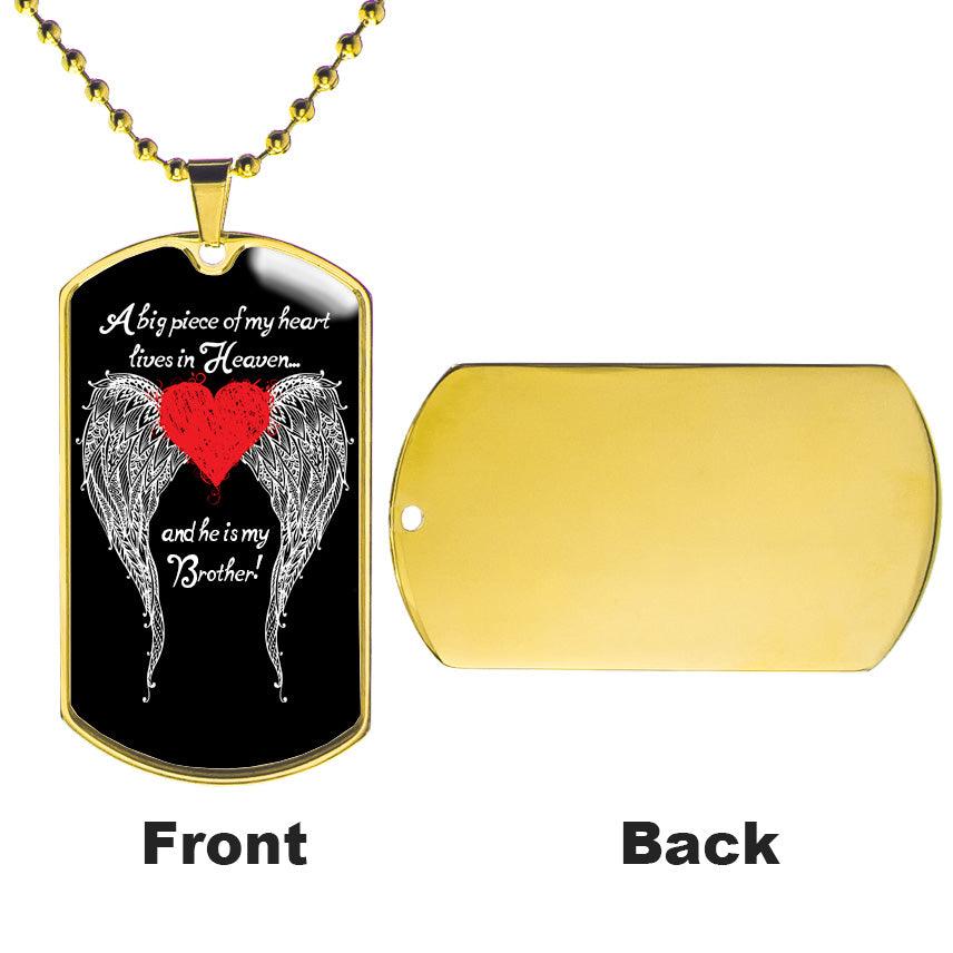 Brother - A Big Piece of my Heart Engravable Luxury Dog Tag - Guardian Angel Collection
