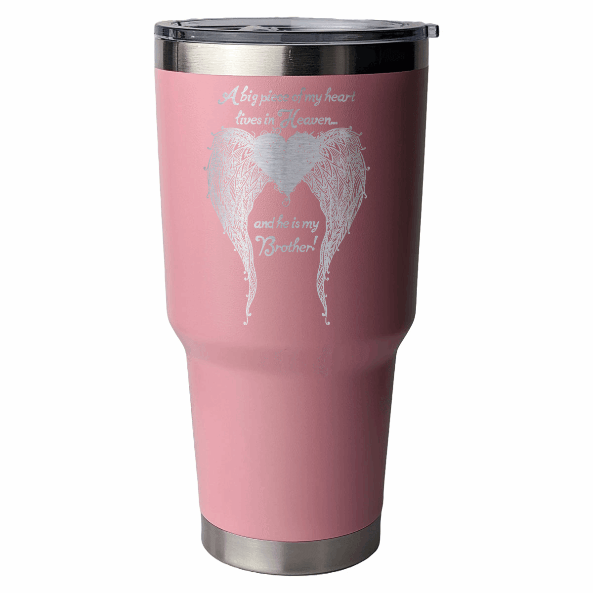 Brother - A Big Piece of my Heart 30 Ounce Laser Etched Tumbler - Guardian Angel Collection