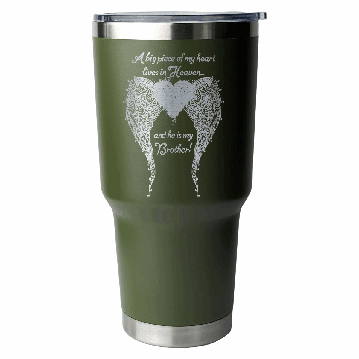 Brother - A Big Piece of my Heart 30 Ounce Laser Etched Tumbler - Guardian Angel Collection