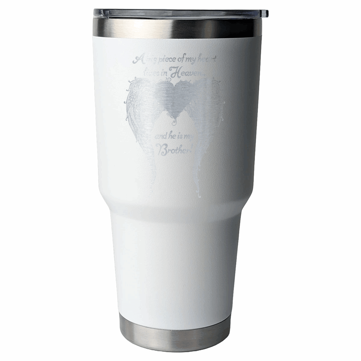 Brother - A Big Piece of my Heart 30 Ounce Laser Etched Tumbler - Guardian Angel Collection
