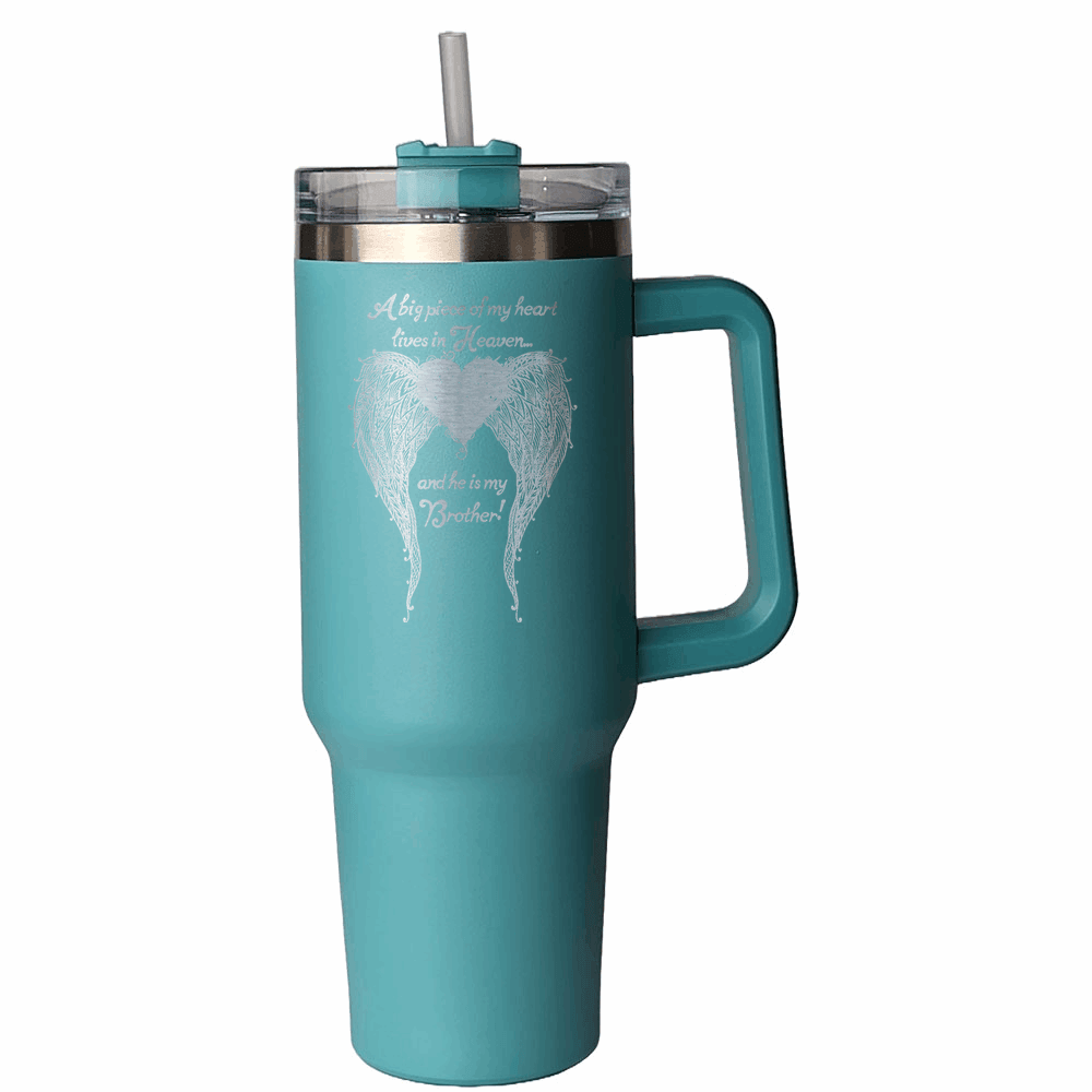 Brother - A Big Piece of my Heart 40 Ounce Laser Etched Tumbler - Guardian Angel Collection