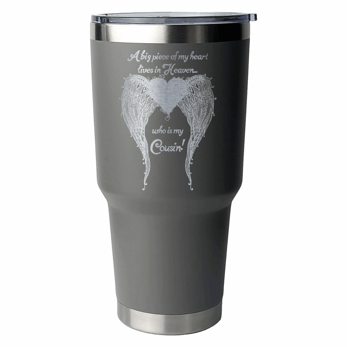 Cousin - A Big Piece of my Heart 30 Ounce Laser Etched Tumbler - Guardian Angel Collection