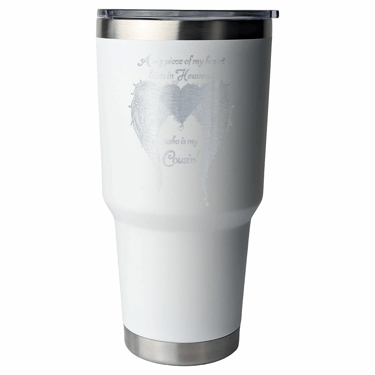 Cousin - A Big Piece of my Heart 30 Ounce Laser Etched Tumbler - Guardian Angel Collection