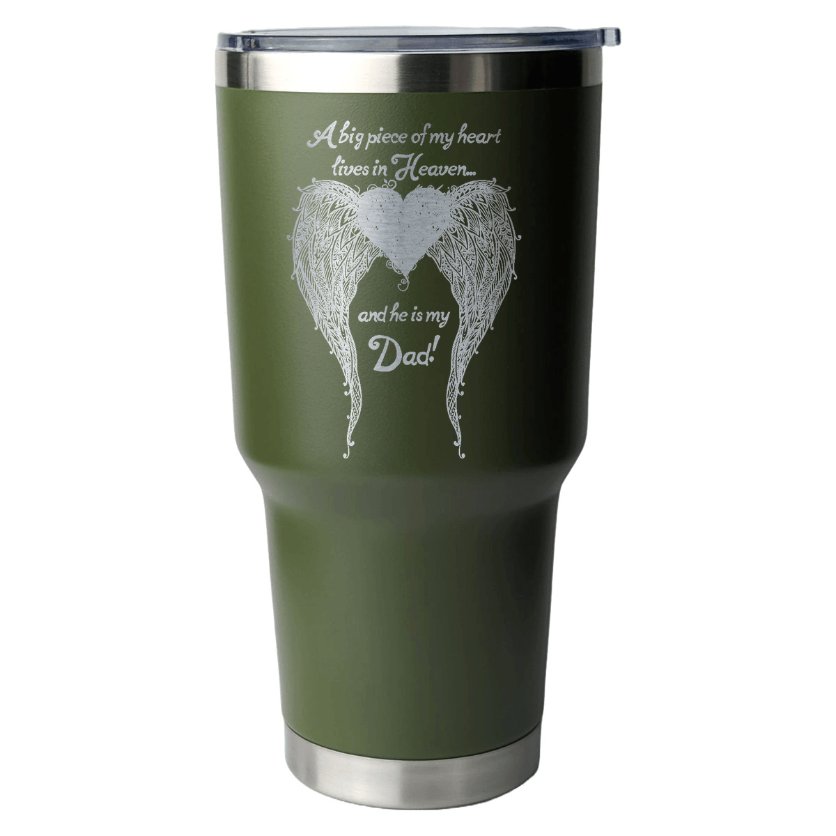 Dad - A Big Piece of my Heart 30 Ounce Laser Etched Tumbler - Guardian Angel Collection