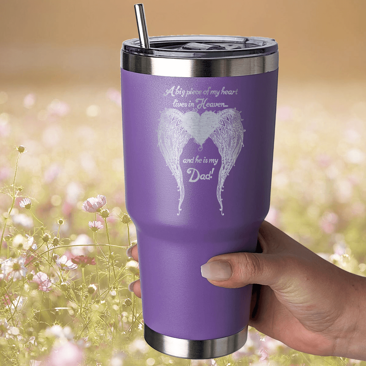 Dad - A Big Piece of my Heart 30 Ounce Laser Etched Tumbler - Guardian Angel Collection