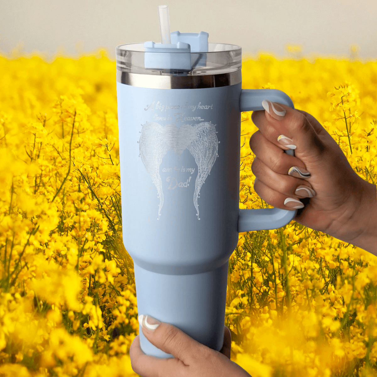 Dad - A Big Piece of my Heart 40 Ounce Laser Etched Tumbler - Guardian Angel Collection