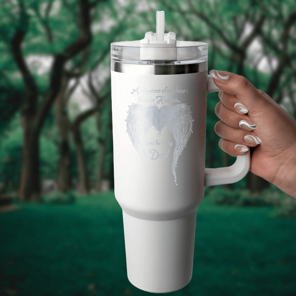 Dad - A Big Piece of my Heart 40 Ounce Laser Etched Tumbler - Guardian Angel Collection