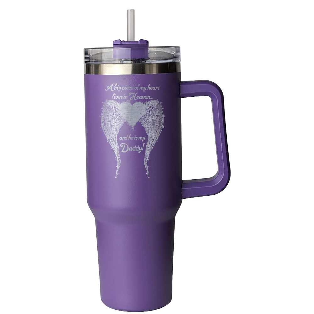 Daddy - A Big Piece of my Heart 40 Ounce Laser Etched Tumbler Purple