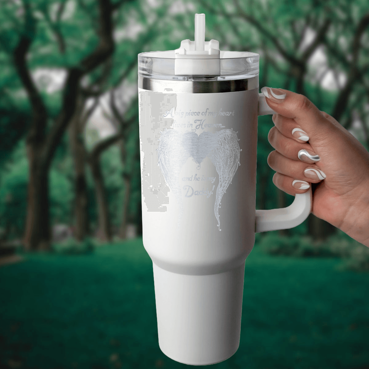 Daddy - A Big Piece of my Heart 40 Ounce Laser Etched Tumbler - Guardian Angel Collection