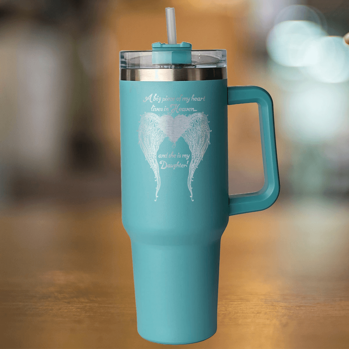 Daughter - A Big Piece of my Heart 40 Ounce Laser Etched Tumbler - Guardian Angel Collection