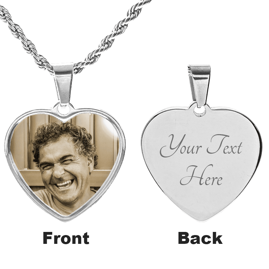 Custom Engravable Photo Necklace - Heart - Guardian Angel Collection