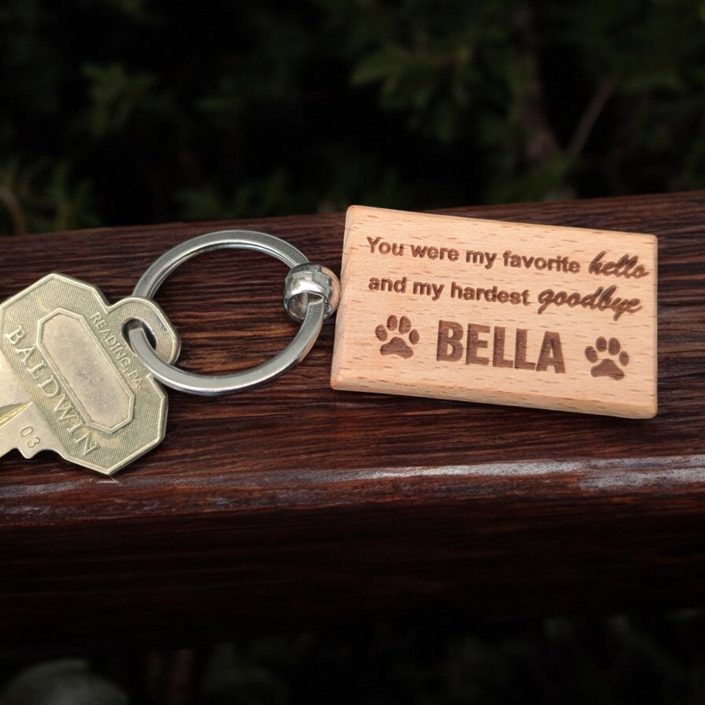 Dog Memorial Keychain Personalized - Favorite Hello