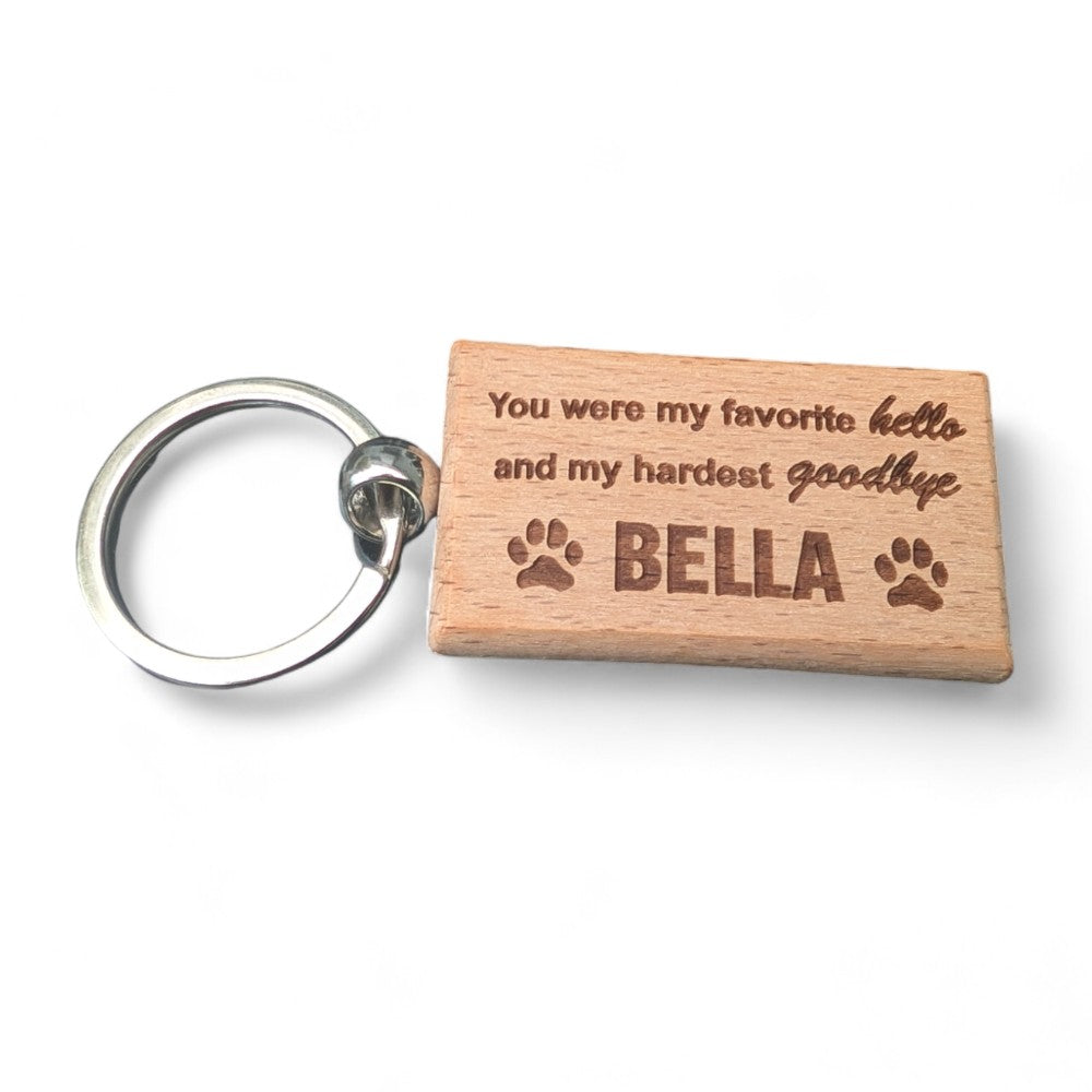 Dog Memorial Keychain Personalized - Favorite Hello
