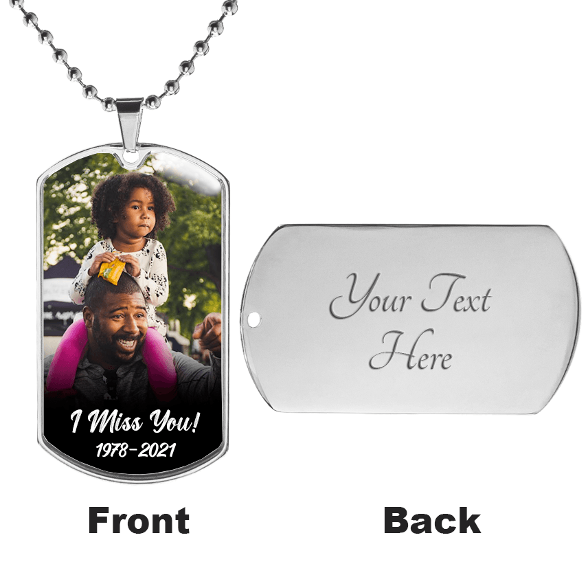 Custom Engravable Photo Dog Tag - Bottom Message - Guardian Angel Collection