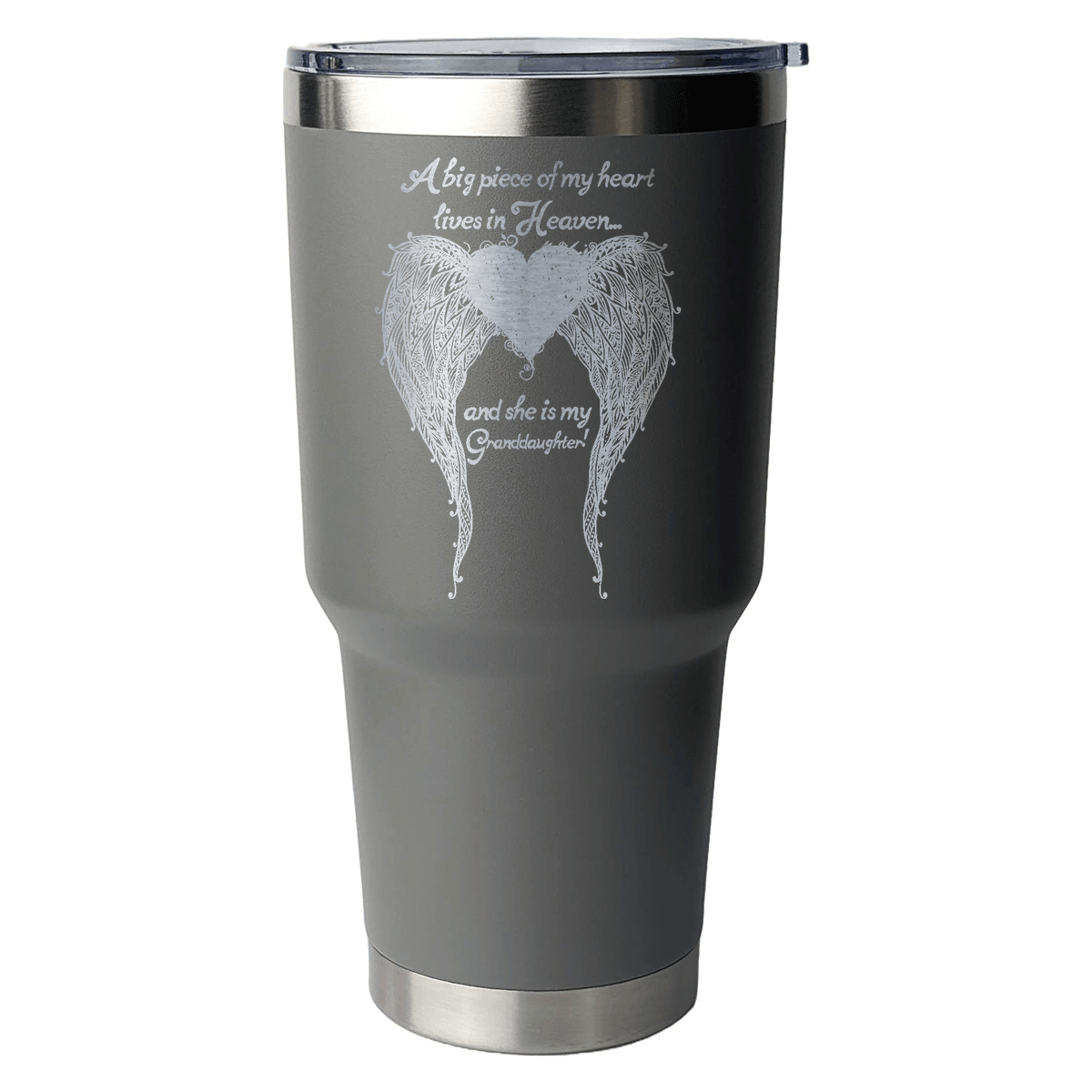 Granddaughter - A Big Piece of my Heart 30 Ounce Laser Etched Tumbler - Guardian Angel Collection