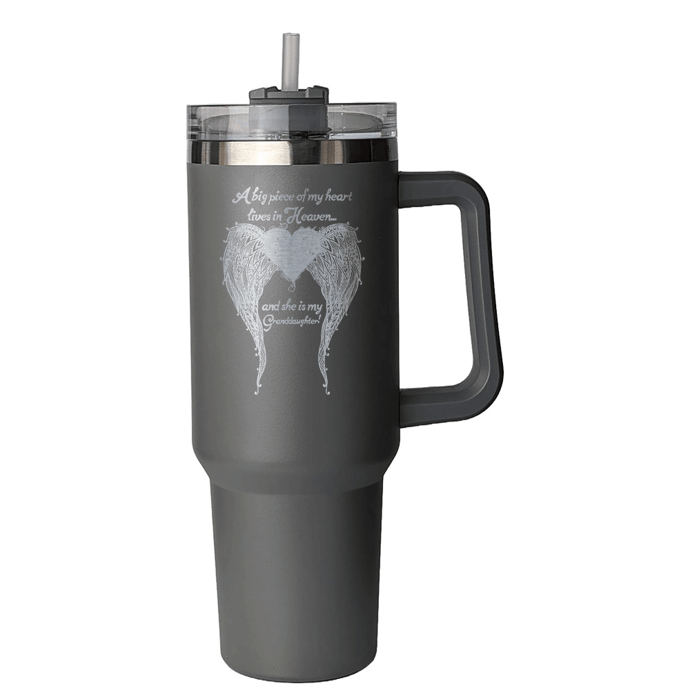 Granddaughter - A Big Piece of my Heart 40 Ounce Laser Etched Tumbler - Guardian Angel Collection