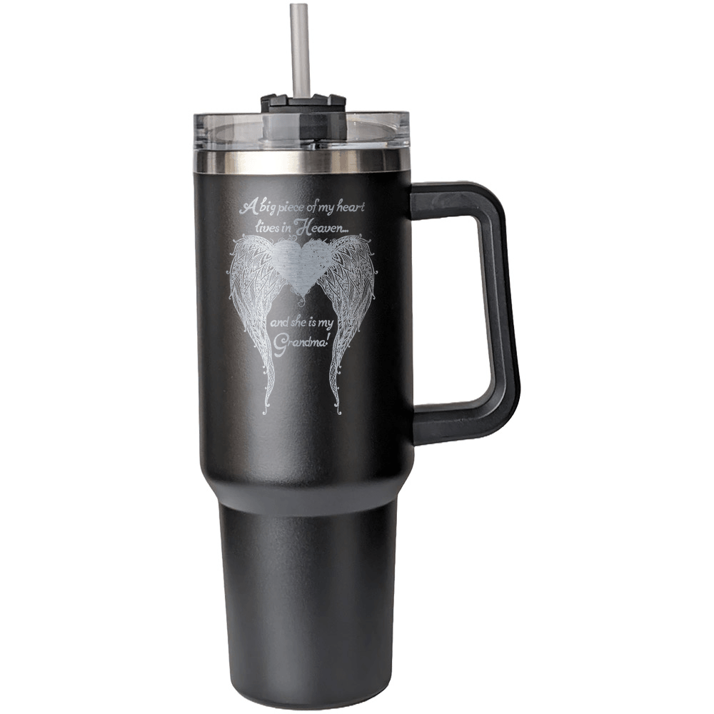 Grandma - A Big Piece of my Heart 40 Ounce Laser Etched Tumbler - Guardian Angel Collection