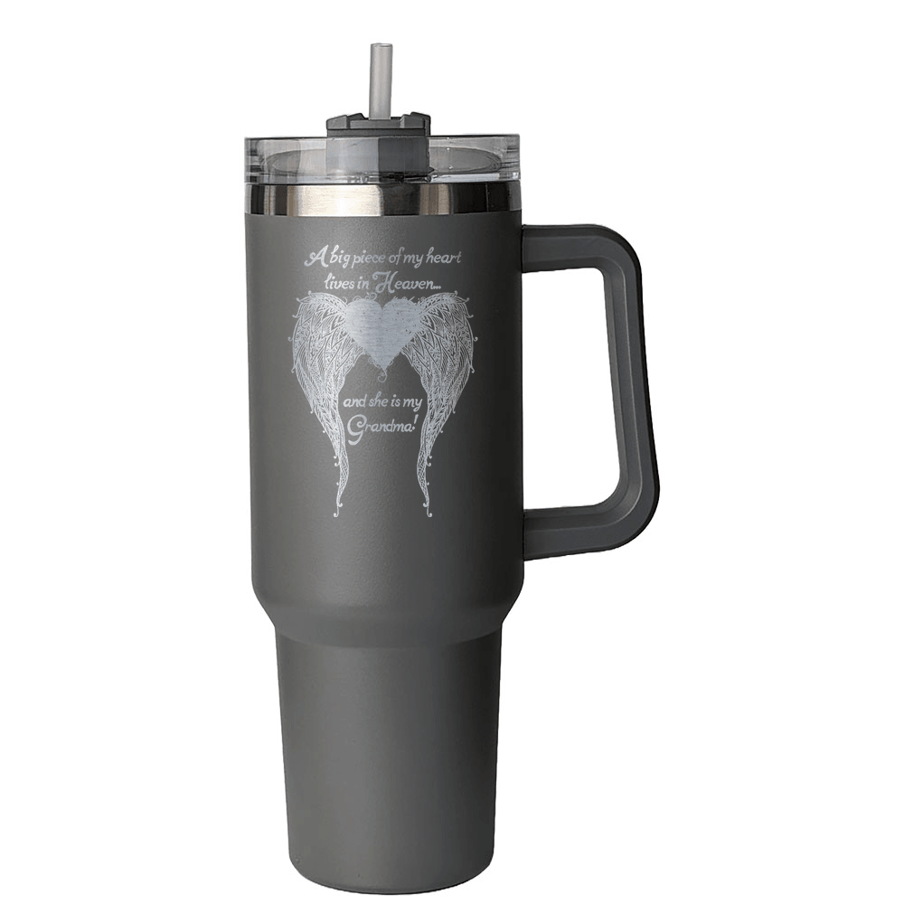 Grandma - A Big Piece of my Heart 40 Ounce Laser Etched Tumbler - Guardian Angel Collection