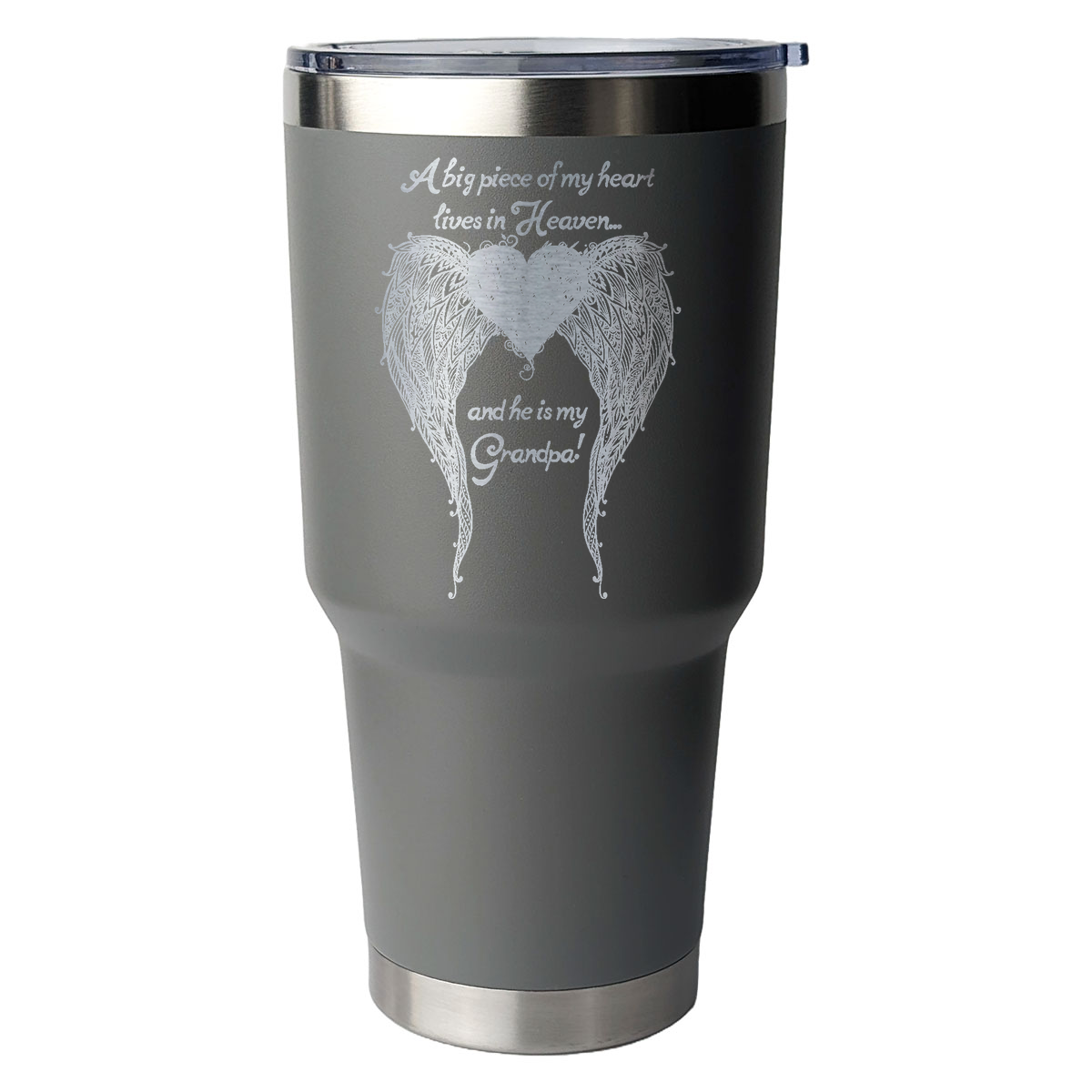 Grandpa - A Big Piece of my Heart 30 Ounce Laser Etched Tumbler Grey