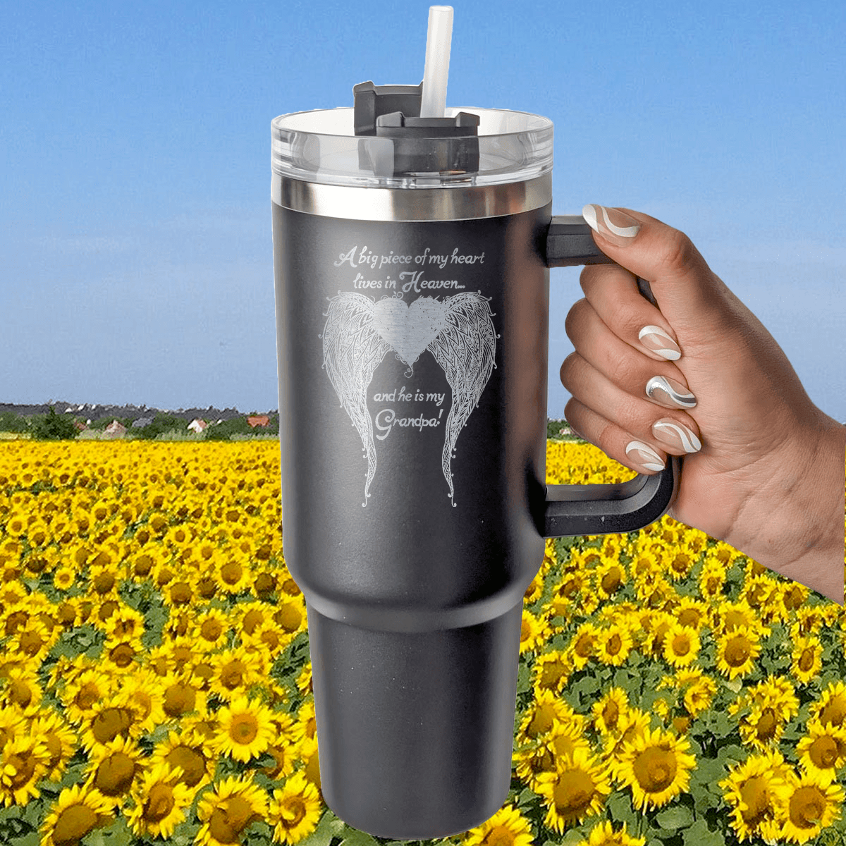 Grandpa - A Big Piece of my Heart 40 Ounce Laser Etched Tumbler - Guardian Angel Collection