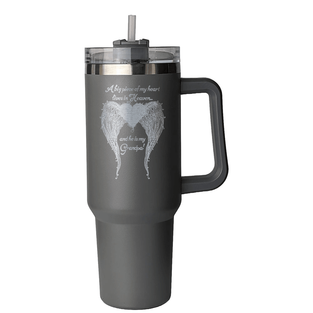Grandpa - A Big Piece of my Heart 40 Ounce Laser Etched Tumbler - Guardian Angel Collection