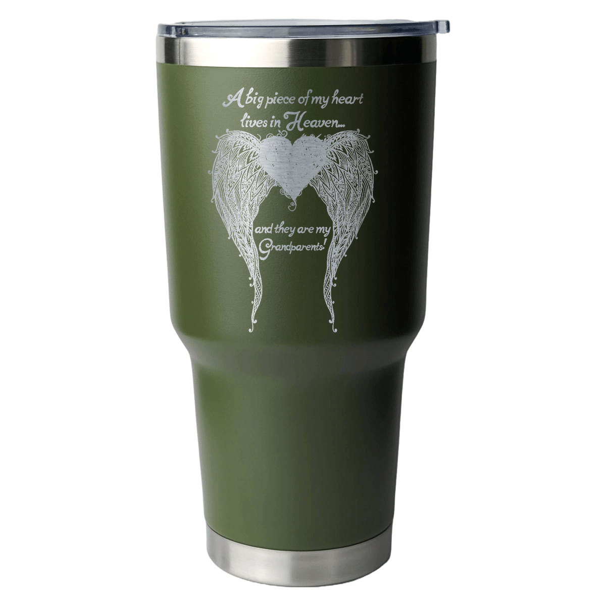 Grandparents - A Big Piece of my Heart 30 Ounce Laser Etched Tumbler - Guardian Angel Collection