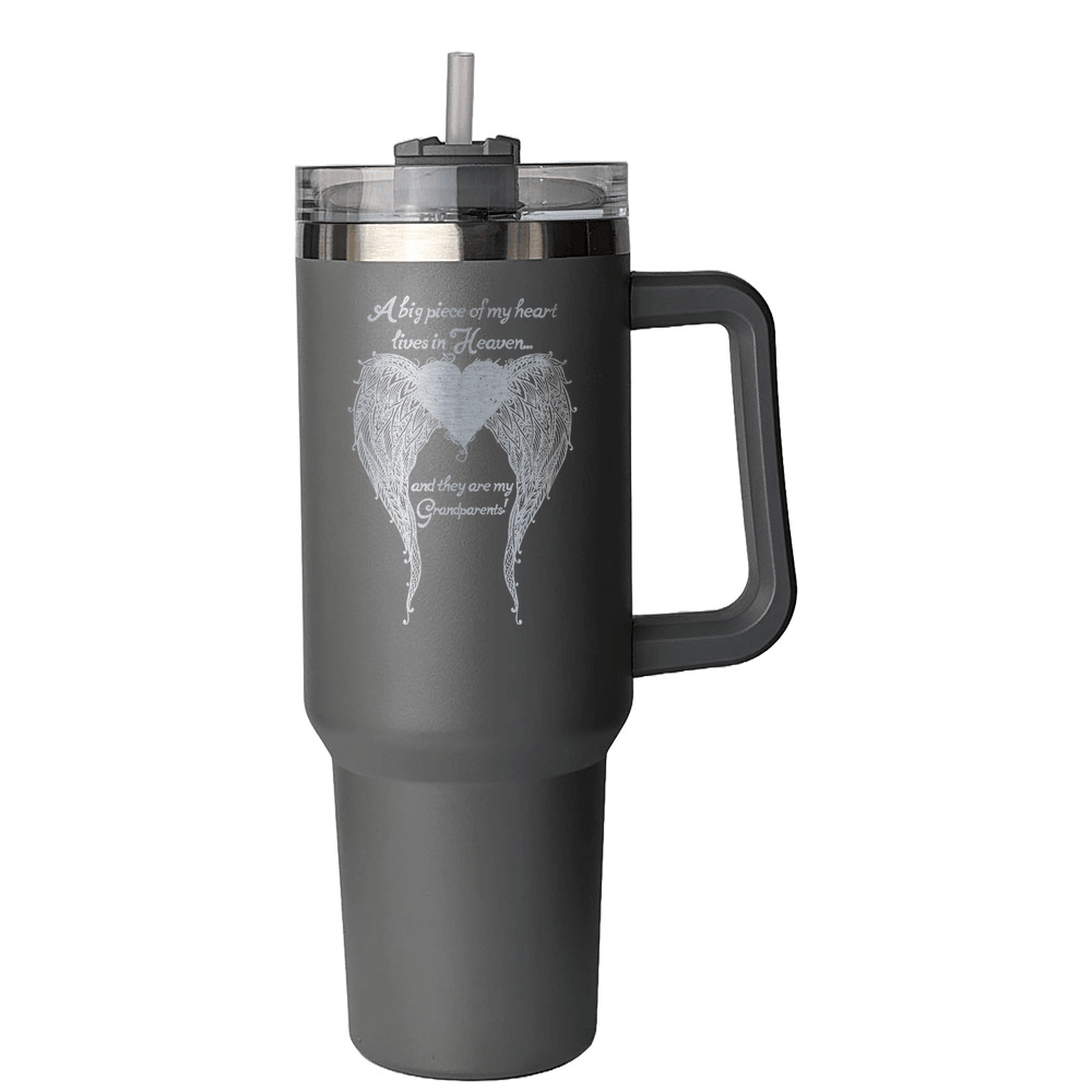 Grandparents - A Big Piece of my Heart 40 Ounce Laser Etched Tumbler - Guardian Angel Collection
