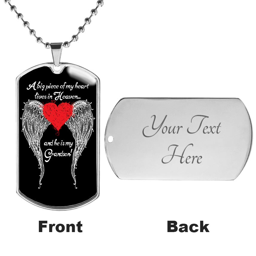 Grandson - A Big Piece of my Heart Engravable Luxury Dog Tag