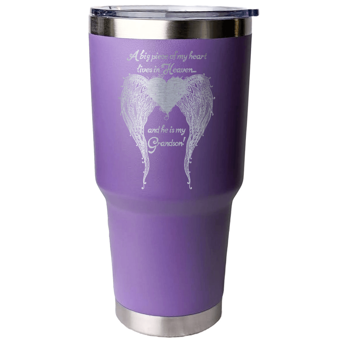 Grandson - A Big Piece of my Heart 30 Ounce Laser Etched Tumbler - Guardian Angel Collection