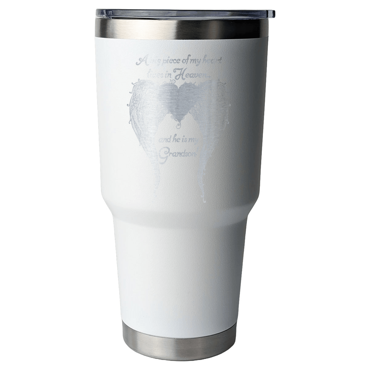 Grandson - A Big Piece of my Heart 30 Ounce Laser Etched Tumbler - Guardian Angel Collection